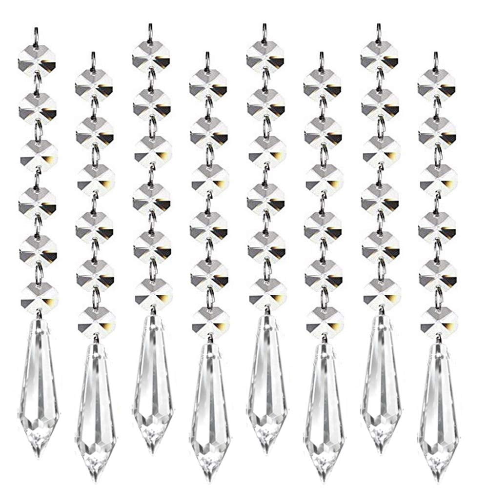 30pc Acrylic Crystals Chandelier Lead Lamp Prisms Parts Hanging Pendent Garland 