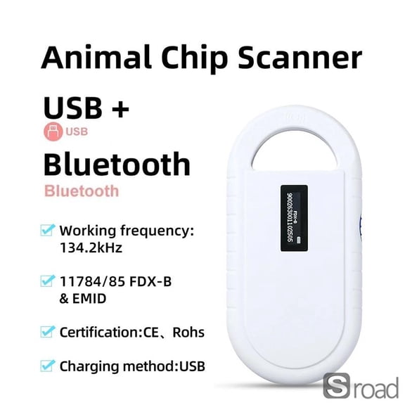 Professional Handheld Pet Microchip Scanner, 134.2kHz FDX-B Compatible RFID Reader With USB & Bluetooth For Veterinarian, Animal Shelter, Pet Owner, Livestock Chip Detection,PT160 Bluetooth Ver.