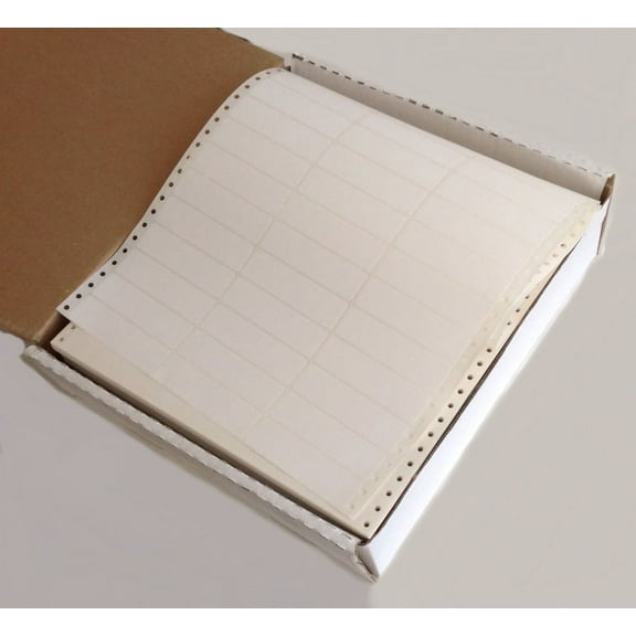 Linco 3-UP White Pinfed Continuous, Pressure-Sensitive Labels, 3 1/2 x 15/16 , Box of 15000