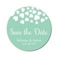 thumbnail image 1 of Darling Souvenir Round 45 Pieces Hearts Save The Date Stickers Wedding Personalized Bride Groom Names And Date Envelope Seals - Mint, 1 of 4