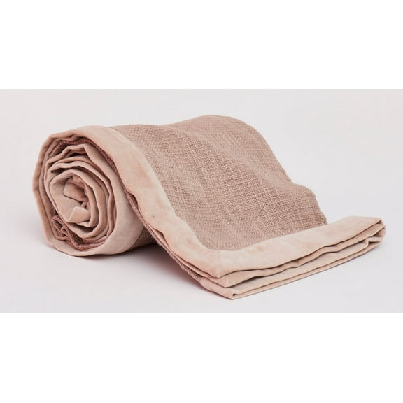 Harkaari, Slub 100% Cotton Throw with Velvet Border, Oversized: 50" x 70"