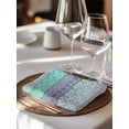 thumbnail image 6 of Purple Green Boho Cloth Napkins Set of 8 Reusable Dinner Napkins, Vintage Ethnic Tribe Abstract Art Cocktail Napkin Washable Table Napkins for Wedding/Holiday Party/Baby Shower 20"x20", 6 of 7