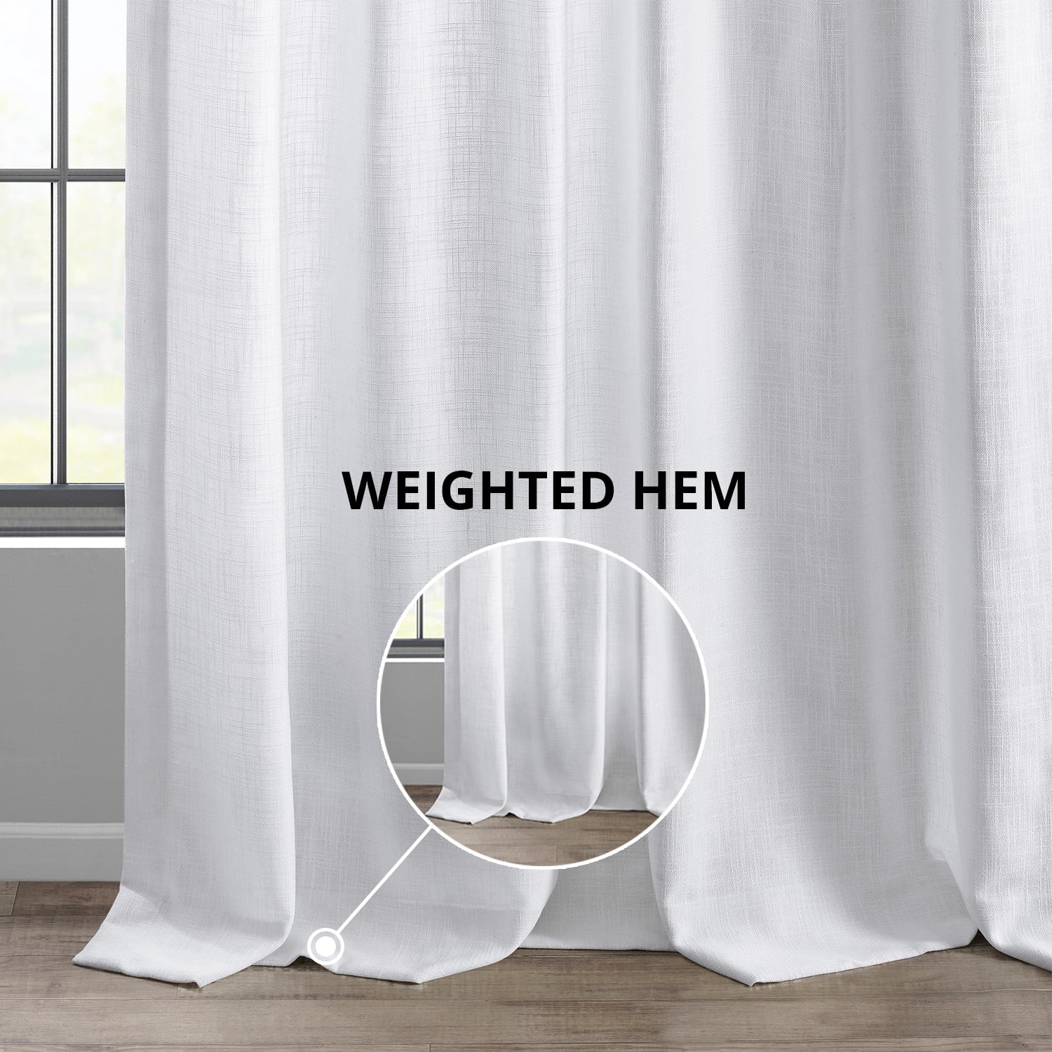 Rice White Heavy Faux Linen Curtain (1 Panel), Rice White, 50W X 108L
