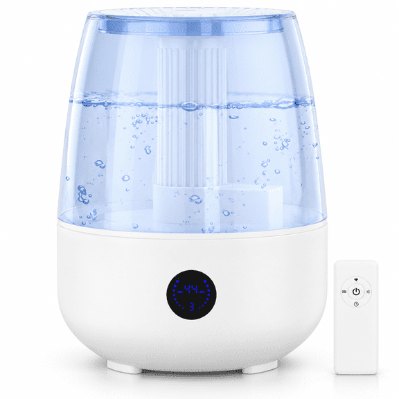 6.8L Humidifiers for Room, Cool Mist Top Fill & 18H Runtime, 360°Rotating Nozzle, Custom Humidity Setting with remote control for Plants, Pet