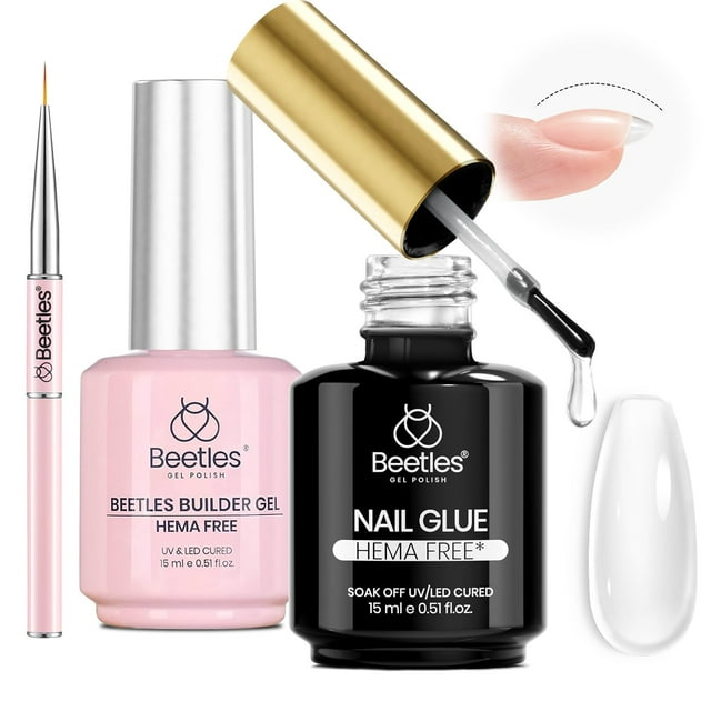 Set de gel Nail Glue & Builder Beetles, 15 ml, sin Hema, x2