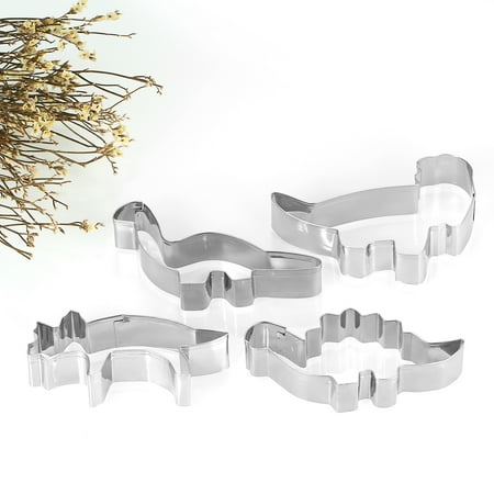 Brick Fondant Press 4pcs Dinosaur Stainless Steel Cookie Cutters Fondant Cutter Biscuit Cutters Sandwich Cutters Cookie Cutter Set ()
