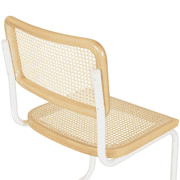 Breuer Chair Company Marcel Breuer B32 Cesca Cane Cantilever Side Chair w/ White Steel Frame Natural Wood & Natural Cane (Made in Italy) by Furnish Theory