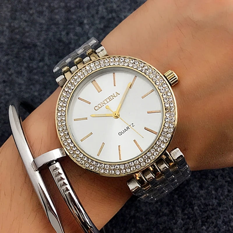 Contena Luxury Simple Women s Wristwatches Full Stainless Steel Women Quartz Watch Business Ladies Watch Clock erkek kol saati Rose Gold 4 Walmart
