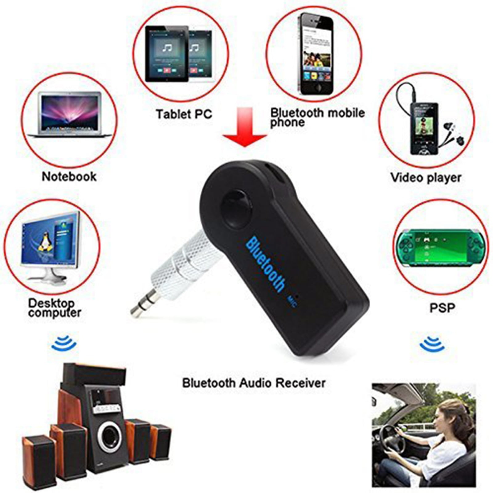 Bluetooth Audio Streaming to AUX 3.5mm Jack For Car Wireless Kit Dongle A2DP 