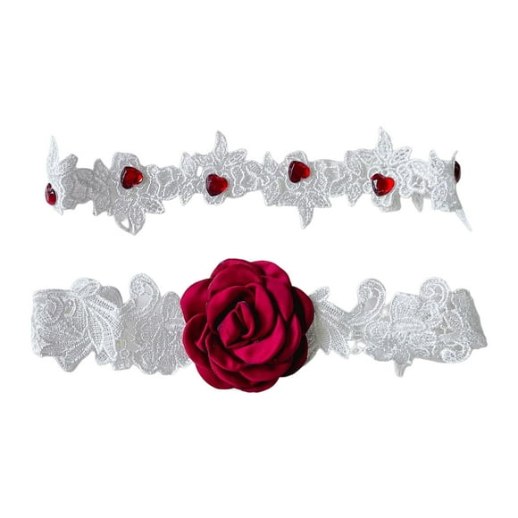 pitrice 2x Wedding Garter Lace Garter Belt Stretch Girls Floral for Party Costume