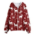 thumbnail image 6 of Quealent Women's Novelty Christmas Print Zip Up Hoodies Long Sleeve Hooded Sweatshirt Jacket with Pocket Brick Red for Size L, 6 of 7