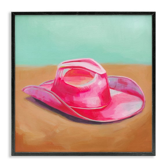 Stupell Industries Pink Cowgirl Hat Entertainment Painting Black Framed Art Print Wall Art, 12 x 12