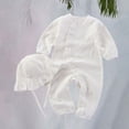 thumbnail image 2 of Ruyang Baby 2 Piece Outfits Cotton Linen Button-down Long Sleeve Bodysuits and Hat Summer Toddlers Casual Crawling Clothes, 2 of 7