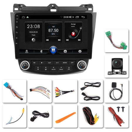 NURATIT Android 15 Car Stereo for Honda Accord 2003-2007 Radio Carplay Android Auto 10.1 inch 1080P HD IPS Touch Screen FM/RDS AHD Backup Camera Mic