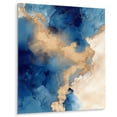 thumbnail image 2 of Designart "Clouds of Blue and Gold Marble VII" Fractals Metal Wall Art Prints, 2 of 5