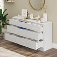 thumbnail image 2 of 6 Drawer Double Dresser Wooden Chest of Drawers Large Storage Cabinet for Bedroom Living Room Entryway, White, 2 of 11