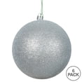 thumbnail image 3 of Vickerman 4" Silver Glitter Ball Ornament, 6 per Bag, 3 of 5