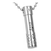 AROMITA JEWELRY Steel "Only love" Cylinder Cremation Jewelry Keepsake Ashes Urn Necklace Holder