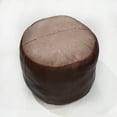 thumbnail image 2 of Round Shaped Goat Leather Handmade Eco-Friendly Brown Pouf - Round Shape Pouf, 14" x 14"x 14", Plain Solid Pouf, Goat Leather Pouf, Recycled Cotton Fill Stuffed Pouf, Leather Seating Pouf, 2 of 5