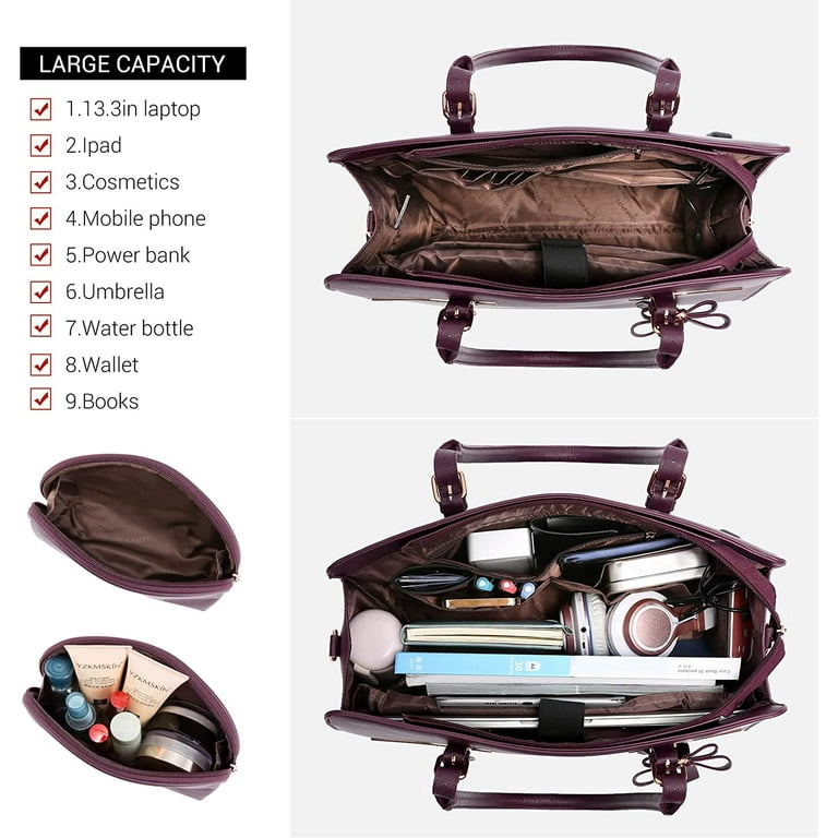 YOUI GIFTS Laptop Tote Bag for Women Waterproof PU Leather Work
