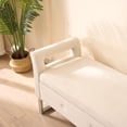 thumbnail image 6 of Newest 67.91" Wide Velvet Storage Bench with Armrests, Upholstered Soft Bench for Living Room & Entryway, Beige, 6 of 10