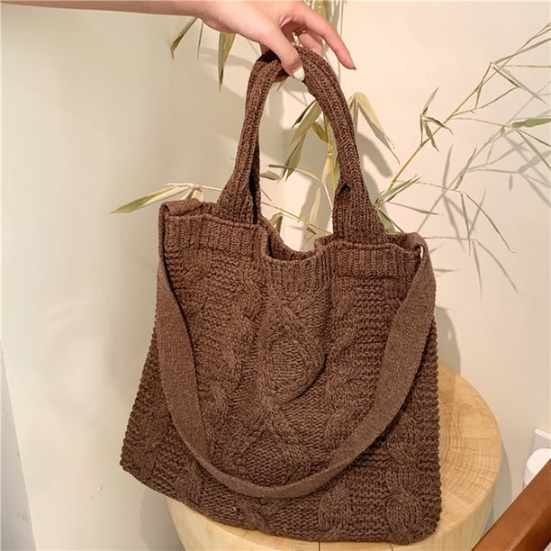 Bolsa Bolsos de hombro vintage Bolso de mano retro cruzado grande de punto para mujer (marrón) Tmvgtek Para estrenar