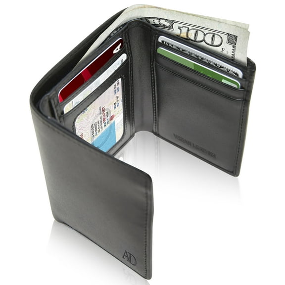 Vegan Leather Trifold Wallets for Men - Cruelty Free Mens Wallet with ID Window Gifts for Men
