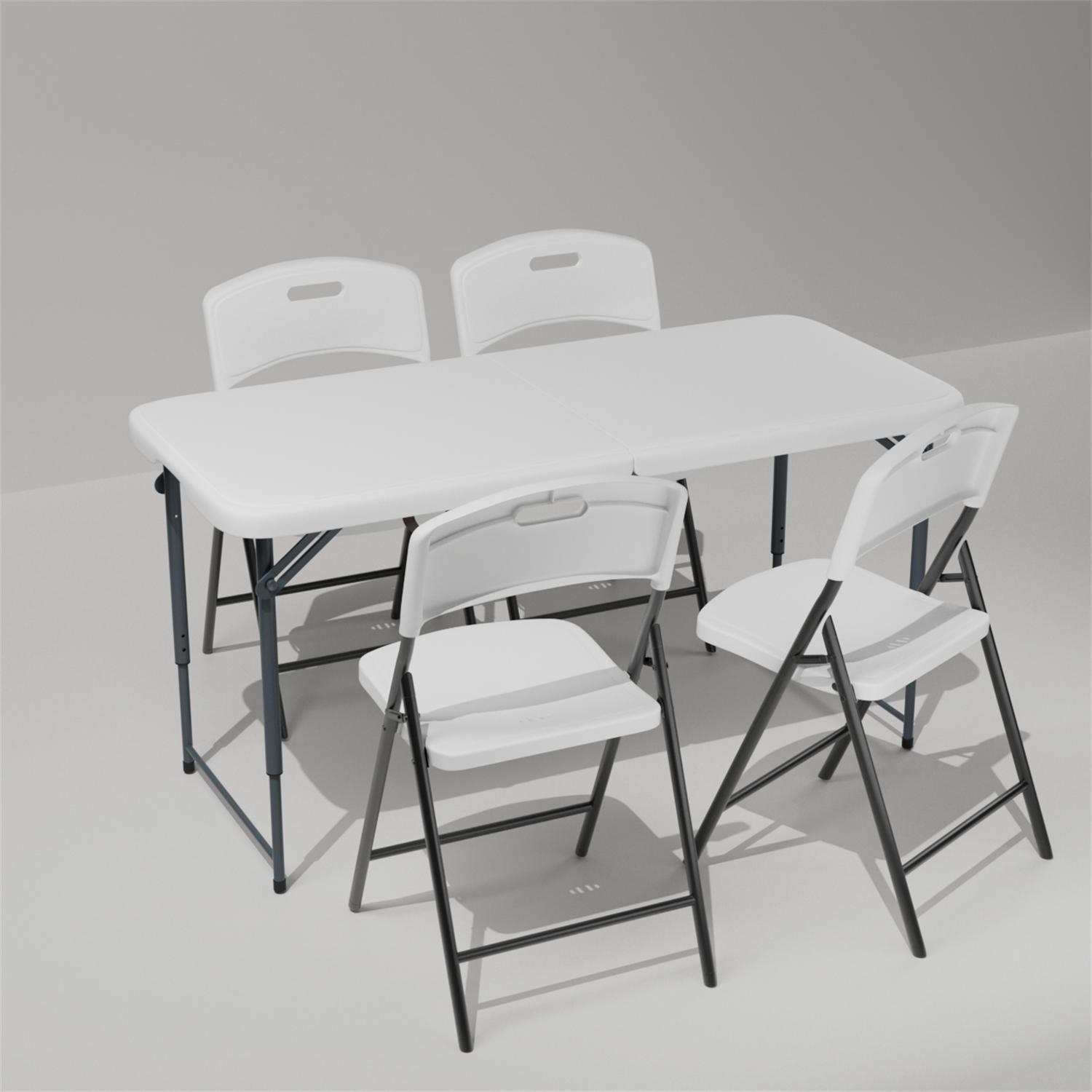 Hommoo 4ft Plastic Folding Table, Indoor Outdoor Heavy Duty Portable w/Handle, Lock for Picnic, Party, Camping, White