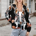 thumbnail image 3 of Jackets for Women Winter Coat Jackets Flannel Stand Collar Jacket(Astronaut Dog Surfing,Size:S-4XL), 3 of 7
