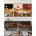 thumbnail image 2 of SHENIFY Set Watercolor Sunrise Boho Landscape Wall Art 16x24in3pcs Natural Framed Mountain Range Forest Desert Nature Wilderness Farmhouse Rustic Modern Art Decorative, 2 of 5