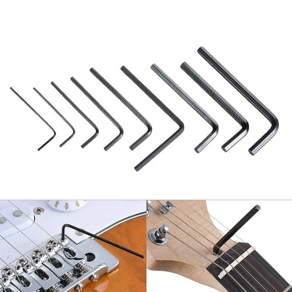 9pcs Guitare Basse Neck Pont Vis Truss Rod Clé de réglage Set outil de réparation