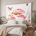 thumbnail image 3 of Pink Mushroom Tapestry for Bedroom Wall Hanging Tapestry, Spring Botanical Floral Summer Ceiling Backdrop Tapestries Poster Blanket Wall Decor for Teens Room Living Room Dorm 59" x 79", 3 of 8