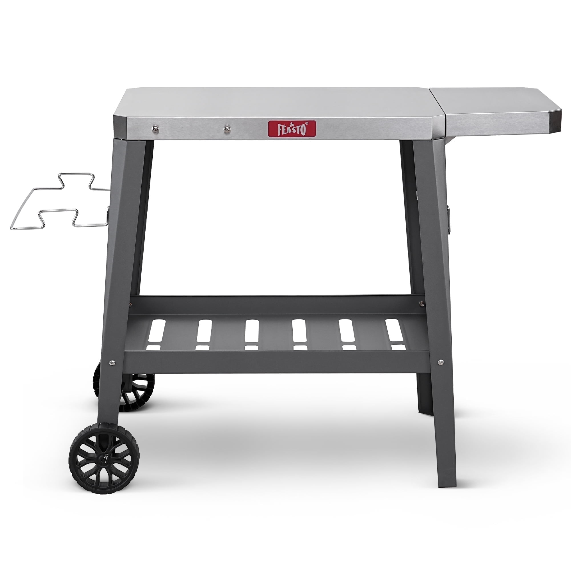 Feasto Outdoor Grill Table Cart, Pizza Oven Table with Wheels, Stainless Steel Countertop Cart with Foldable Extension Table,Food Prep Grill Cart for Outdoor BBQ