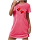 thumbnail image 2 of Camisón corto de San Valentín para mujer, talla grande, estampado en el pecho, cuello redondo, manga corta, 2 of 3