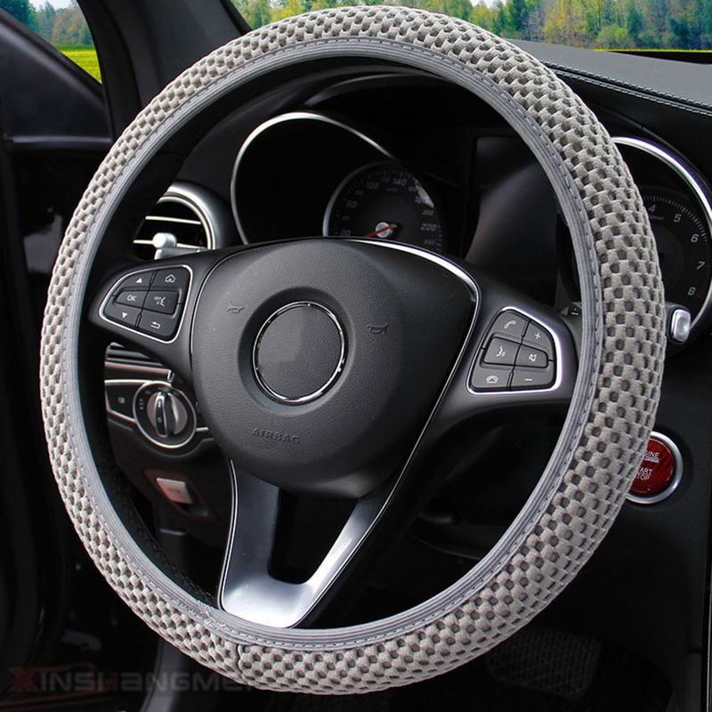 Black Anti-Slip,Odorless,Cool in summer Universal 15 inch,Breathable Gezhi Steering Wheel Cover Elastic Ice Silk 