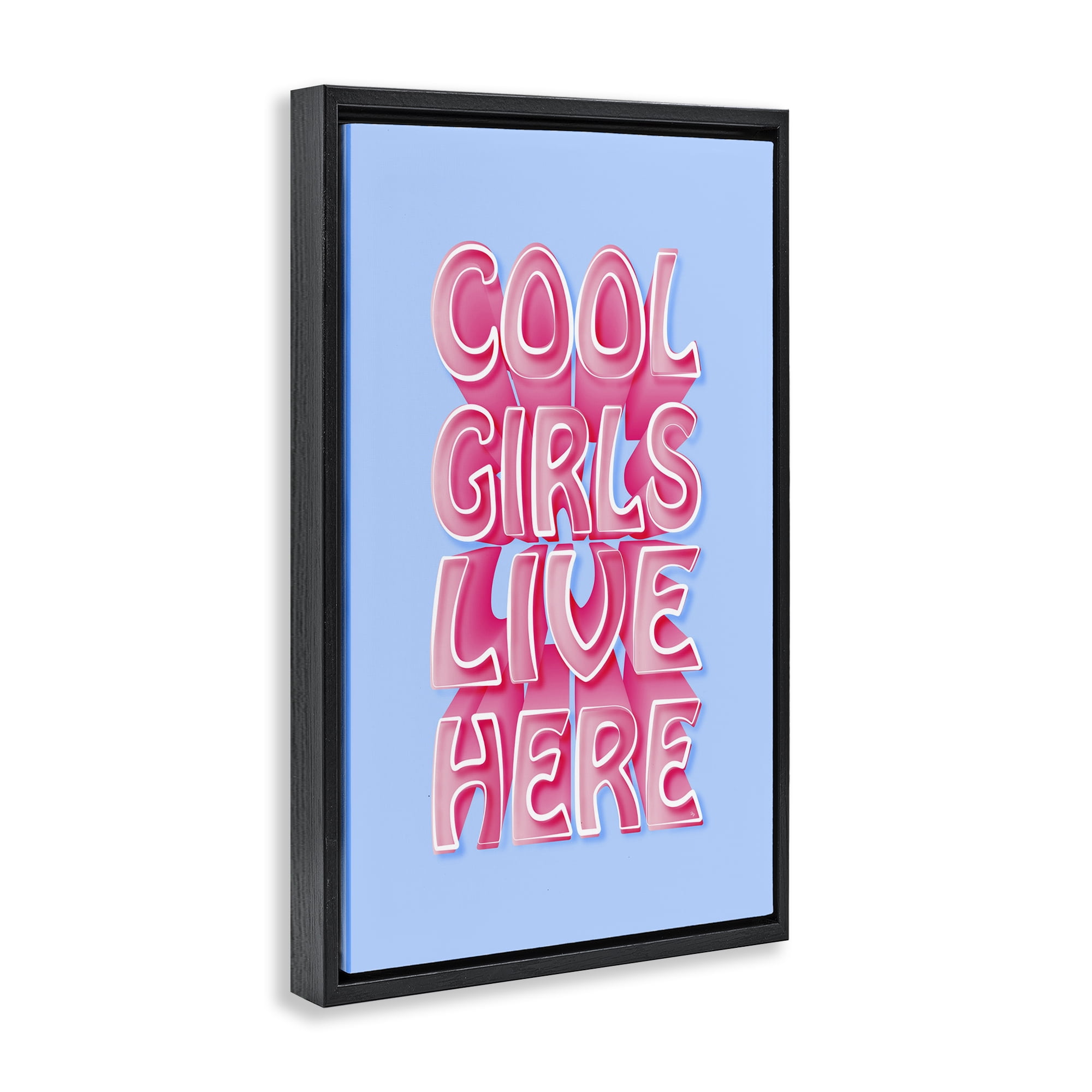 Stupell Industries Cool Girls Live Here Typography Painting Black Floater Framed Art Print Wall Art, 21 x 31