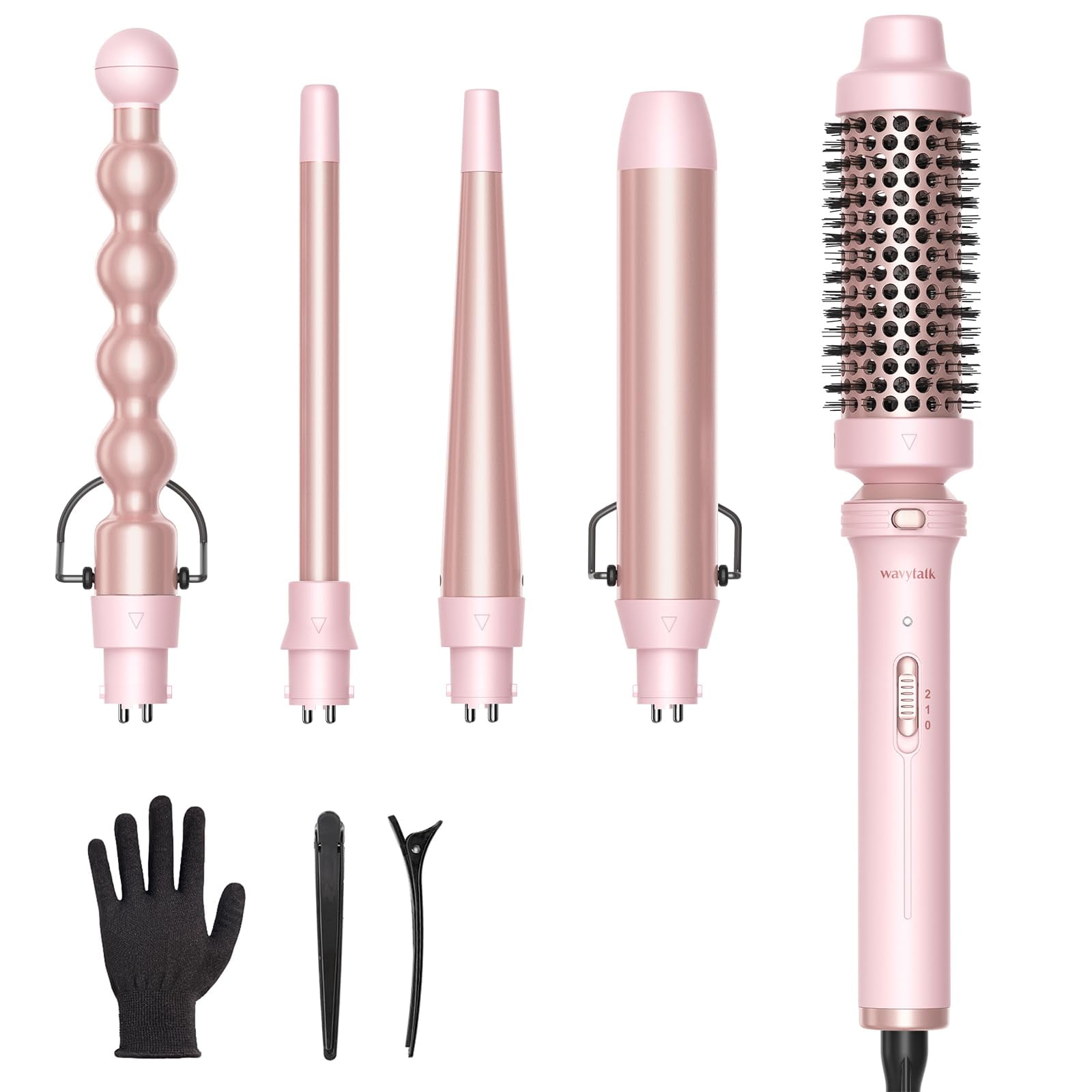 Wavytalk 5 in 1 Curling Iron,Curling Wand Set with Curling Brush