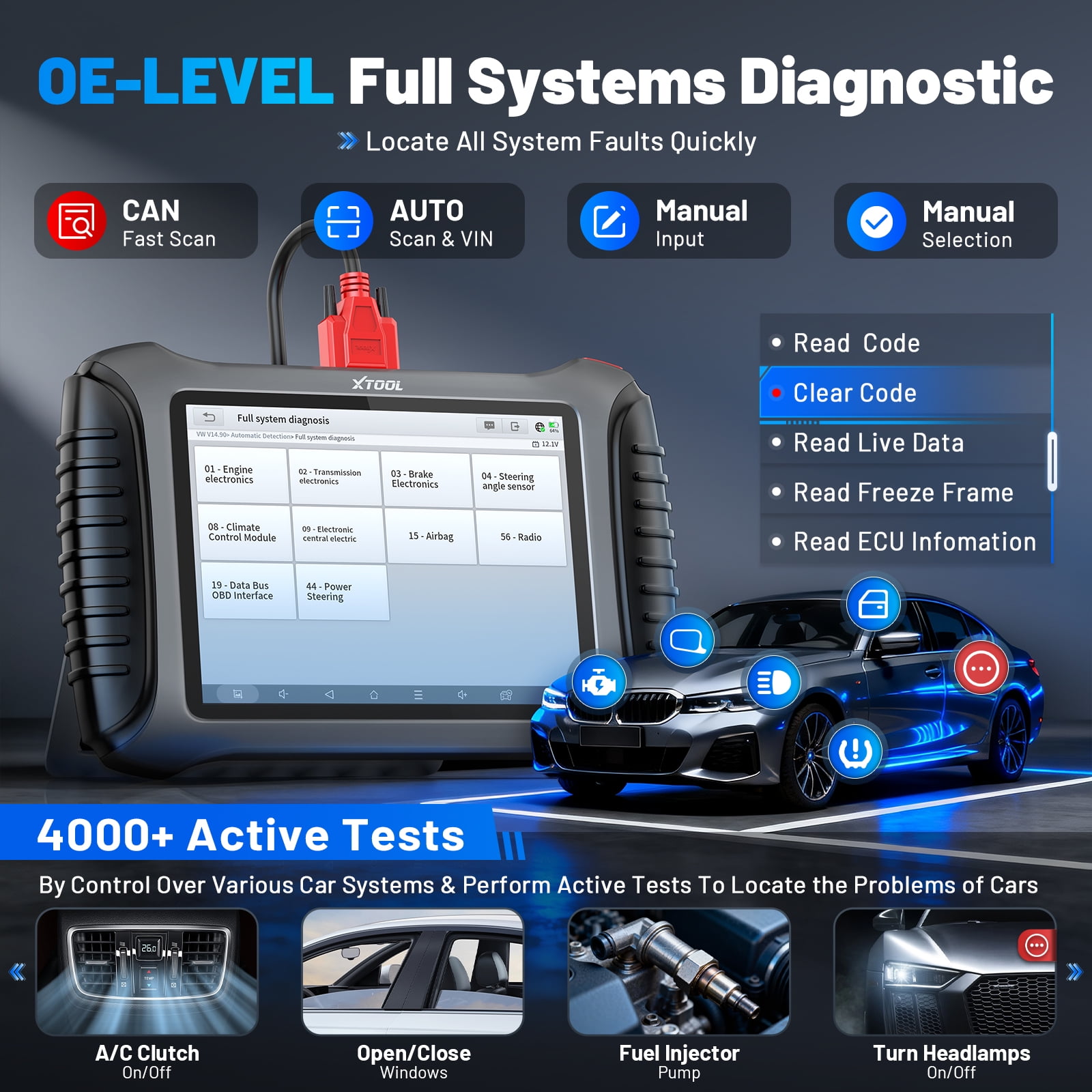XTOOL X100PAD3 SE V2.0 + KC501 Key Fob Programmer All System OBD2 Scanner Bi-Directional Scan Tool 38 Services IMMO 2-Year Free Update