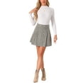 thumbnail image 2 of INSPIRE CHIC High Waist A-Line Mini Skirt for Women's Plaid Tweed Elegant Button Front Skirts XS Black Apricot, 2 of 6