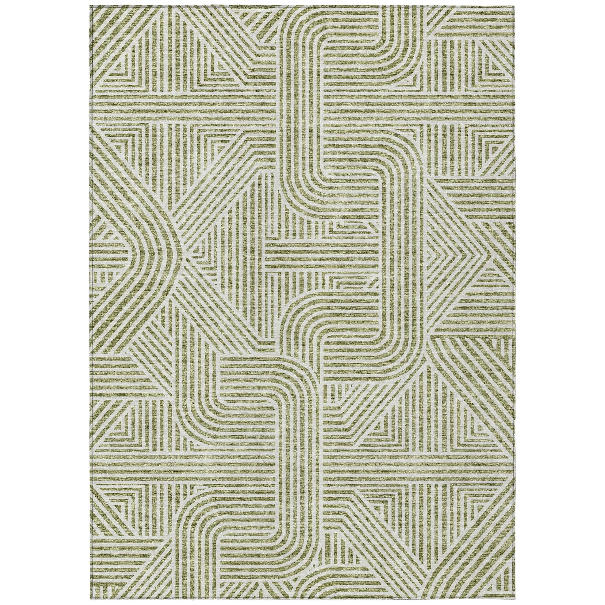 Addison Rugs Chantille Indoor/Outdoor Transitional Lines Aloe Washable Rectangle Rug, 8' x 10'