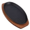 thumbnail image 3 of 1 Set Steak Plate Iron Grill Fish Plate with Wooden Tray for Home Restaurant, 3 of 5