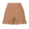thumbnail image 4 of QLEICOM Womens Athletic Shorts, Plus Size Shorts, Fashion Solid Casual Wide Leg Ruffle Loose High Waist Shorts Pants Yoga Shorts, Running Shorts, Comfy Beach Shorts, Cycling Shorts Khaki Size 14, 4 of 7