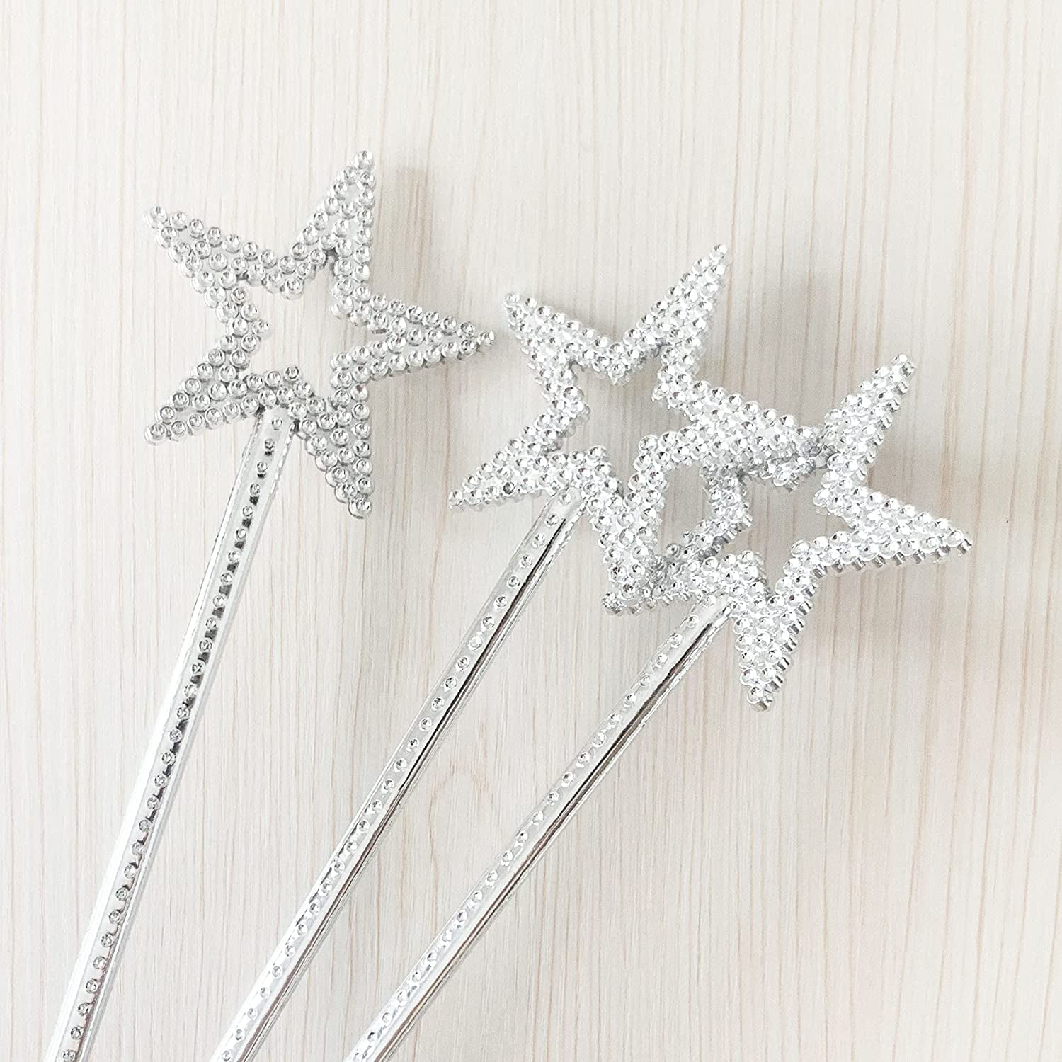 holiday shows Silver 13 Inches Star Wand Princess Fairy Plating silver star wands for Halloween Thanksgiving Christmas 