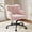 Pink, variant on Romorgniz Vanity Chair with Wheels & Back Desk Chair Adjustable Height for Makeup, Work & Relaxation, Pink
