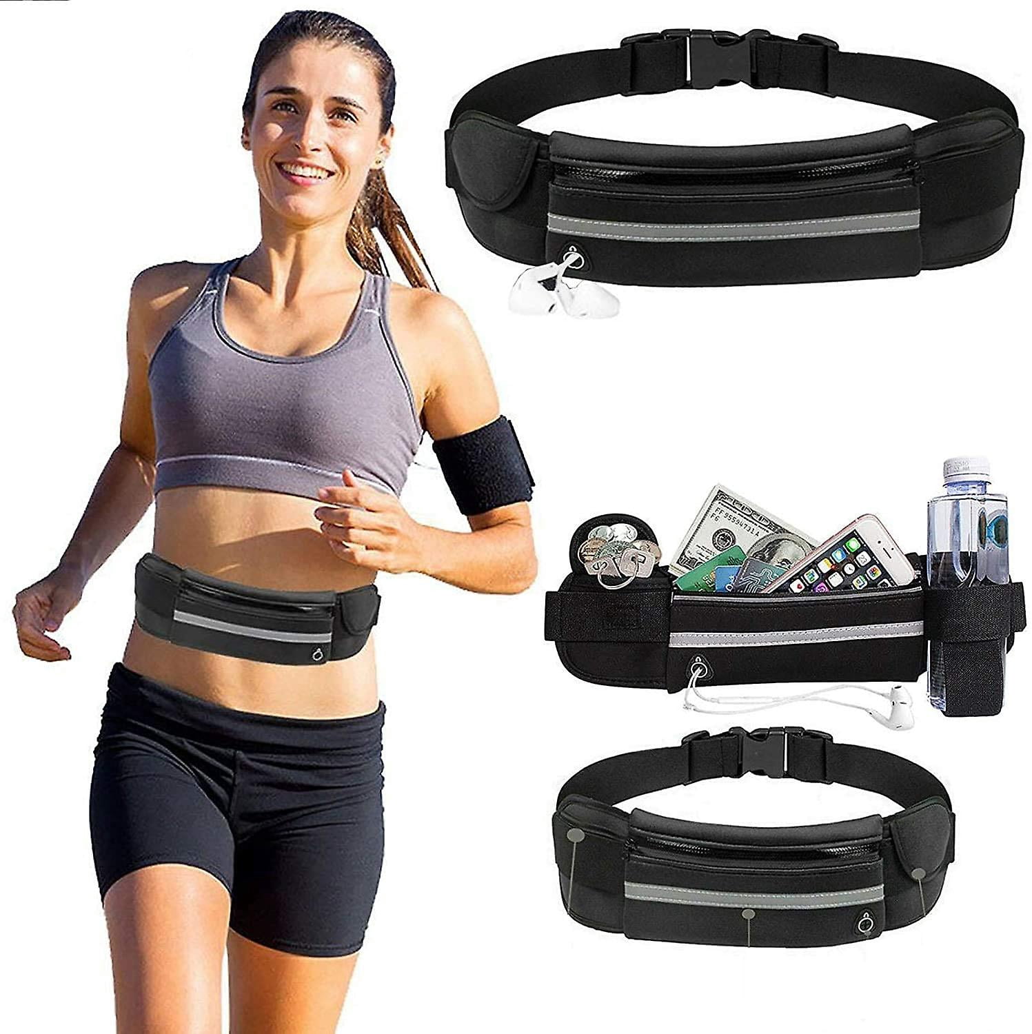 Running Belt,Waist Bag With Adjustable Elastic Strap,Waist Bag For Workouts, Cycling, Runner, Jogging,Unisex1Pcs,Black