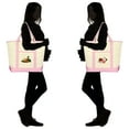 thumbnail image 2 of DALIX Reusable Grocery Tote Bag Cotton Canvas Meats and Vegetables Set in Pink, 2 of 7