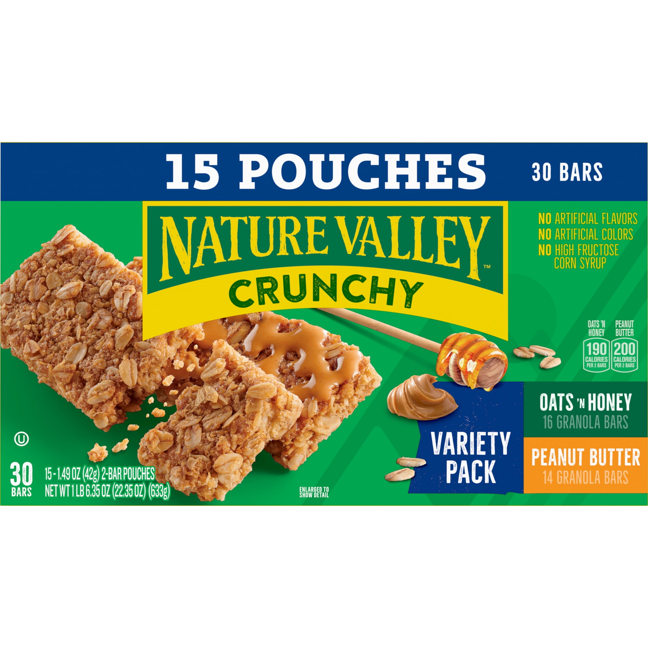 Nature Valley Crunchy Granola Bars, Variety Pack, 30 Bars, 22.35 OZ (15 Pouches)