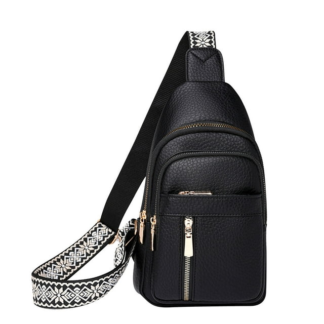 FHBVT Sac à Bandoulière Décontracté pour Femme avec Fermeture Éclair à la Taille, Sac d'Épaule Convertible avec Sangle pour Guitare, Ceinture Fourre-Tout pour Voyage, Plein Air, Usage Quotidien, Sac Bandoulière Compact avec Sangle Ajustable