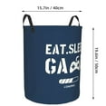 thumbnail image 4 of DouZhe Waterproof Collapsible Large Laundry Baskets, Blue White Eat Sleep Game Slogans Prints Circular Hamper with Handles, 4 of 7