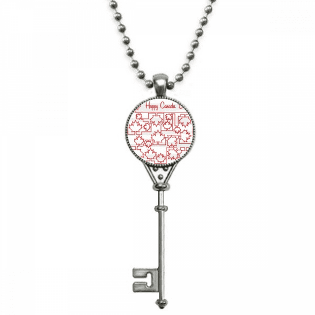 Feliz dia de Canada 4 de julio Maple Leaf Colgante Collar Vintage Llavero Plata Joyas Unbranded M